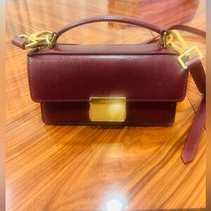 Golden Goose Burgundy Leather Bag with Gold Accents
